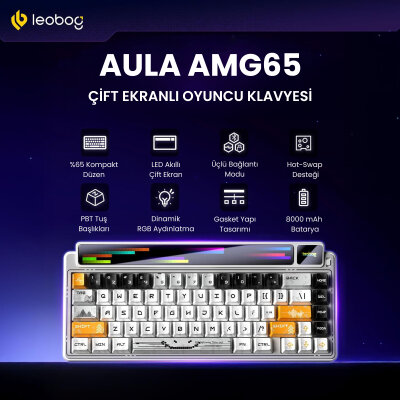 Leobog AMG65 Mekanik Gaming Oyuncu Klavyesi LED Matrix Ekranlı Silent Cotton Candy Switch RGB Hot Swap Turuncu - 2