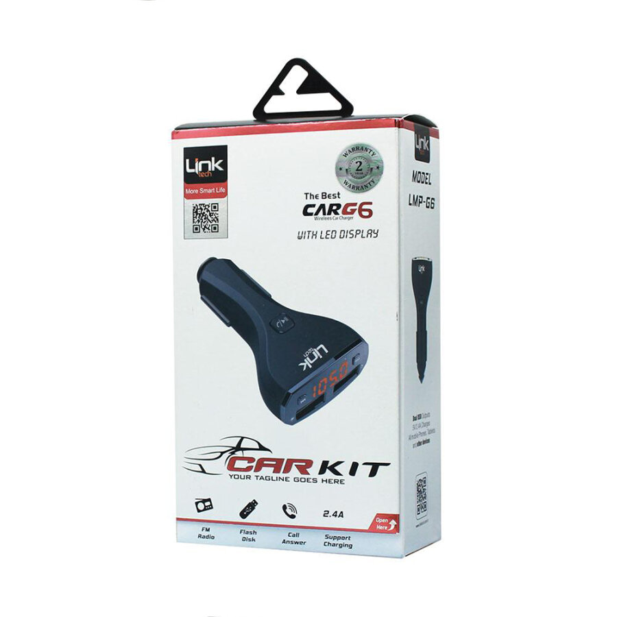 Linktech G6 2.4A Şarj Destekli LCD Ekranlı FM Transmitter - 3