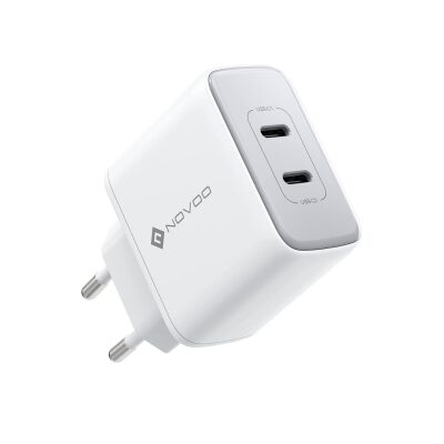 Novoo GaN 35W 2 Portlu USB-C PD Hızlı Şarj Cihazı Beyaz - 1