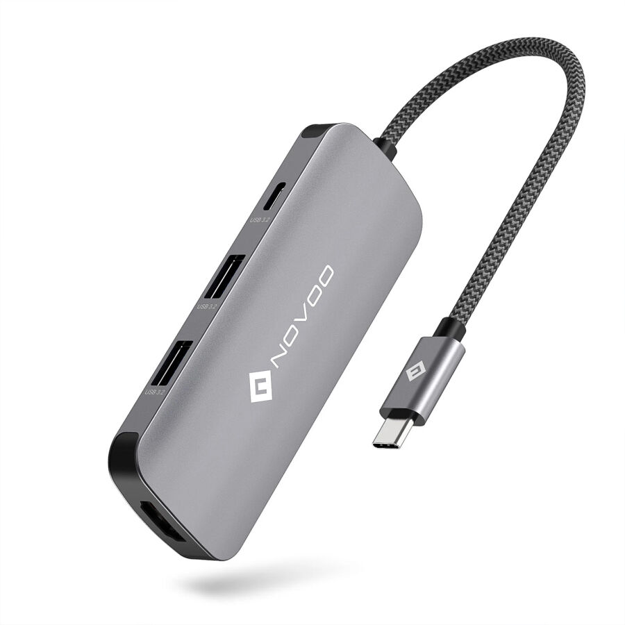 Novoo RS6 Pro Type-C to 4K HDMI 2*USB-A 3.2 ve 2*USB-C PD 100W AUX Dönüştürücü Adaptör - 1