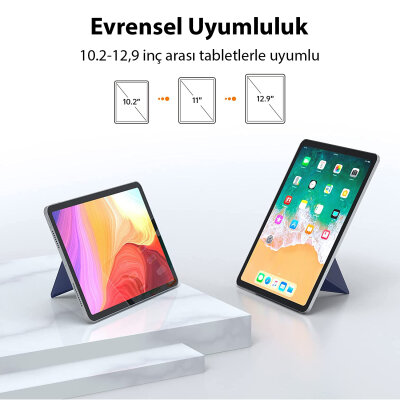 Novoo RT10 Açı Ayarlı Katlanabilir 10" inç ve Üzeri için Ultra Slim Tablet Standı Lacivert - 3