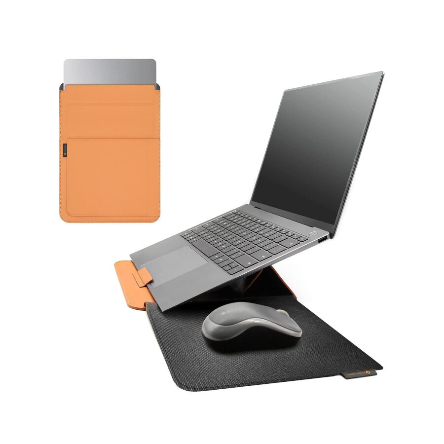 Novoo RT13 4'ü 1 Arada Mousepad Özellikli & Kart Yuvalı Laptop Standı ve Koruma Kılıfı Turuncu - 1
