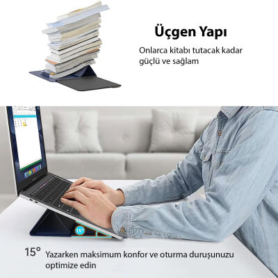 Novoo RT13 4'ü 1 Arada Mousepad Özellikli & Kart Yuvalı Laptop Standı ve Koruma Kılıfı Turuncu - 3