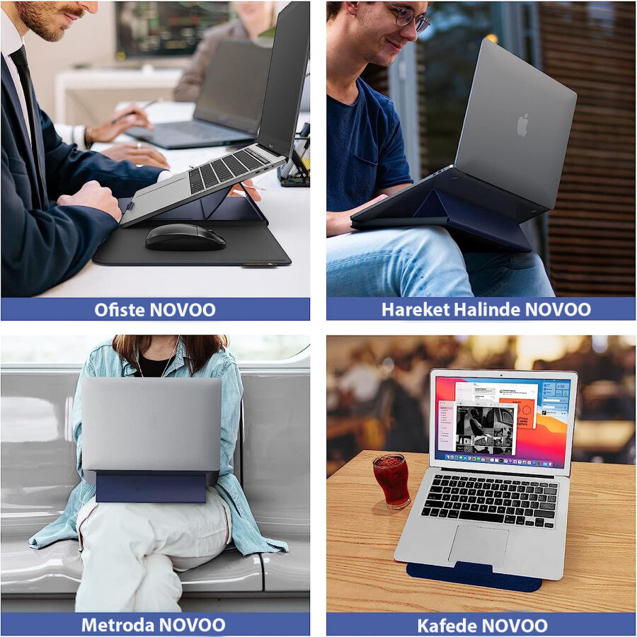 Novoo RT13 4'ü 1 Arada Mousepad Özellikli & Kart Yuvalı Laptop Standı ve Koruma Kılıfı Turuncu - 5