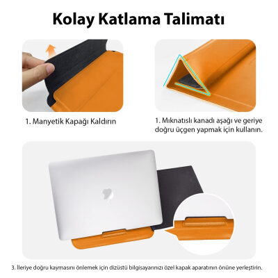 Novoo RT13 4'ü 1 Arada Mousepad Özellikli & Kart Yuvalı Laptop Standı ve Koruma Kılıfı Turuncu - 7