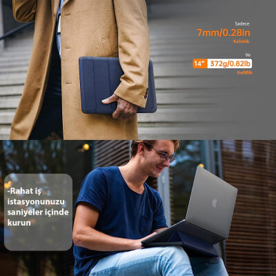 Novoo RT13 4'ü 1 Arada Mousepad Özellikli & Kart Yuvalı Laptop Standı ve Koruma Kılıfı Turuncu - 4