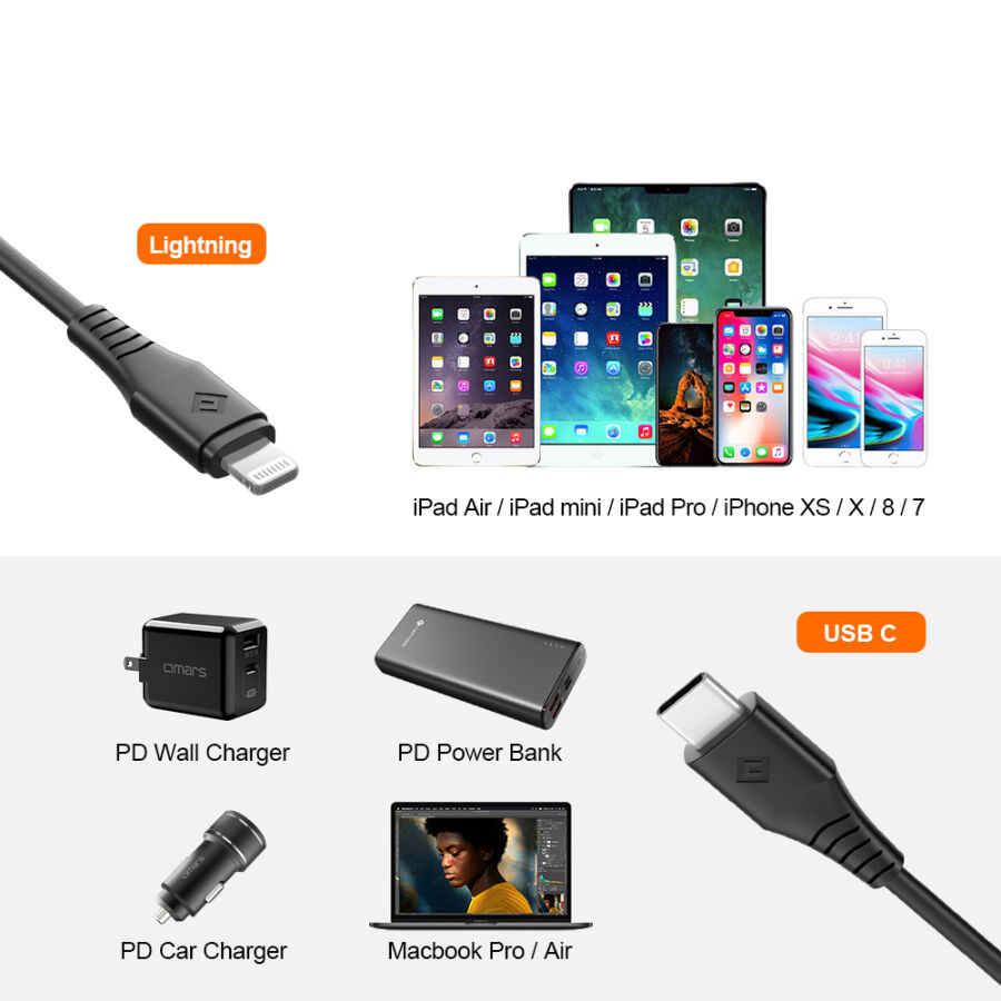 Novoo Type-C iPhone Lightning Hızlı Şarj Kablosu Siyah 1.8 Metre - 3