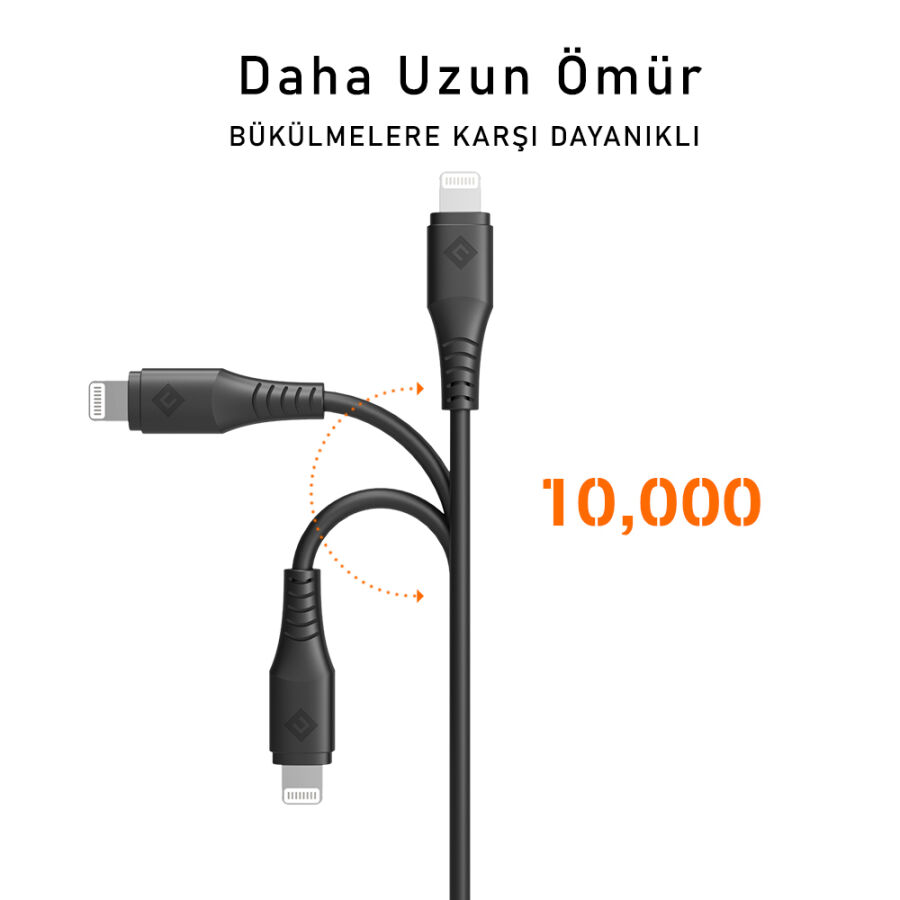 Novoo Type-C iPhone Lightning Hızlı Şarj Kablosu Siyah 1.8 Metre - 5