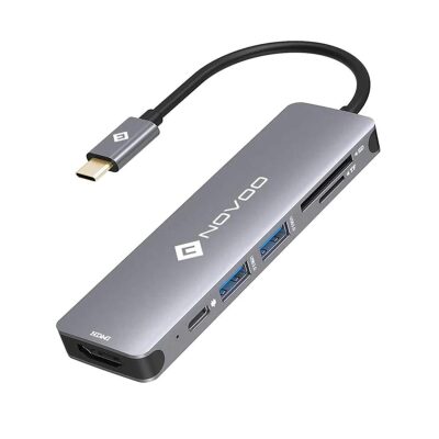 Novoo Type-C to 2*USB-A 3.0 PD 100W 4K HDMI TF SD Kart Okuyucu Dönüştürücü HUB