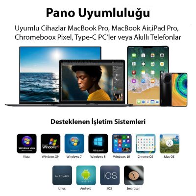 Novoo Type-C to 2*USB-A 3.0 PD 100W 4K HDMI TF SD Kart Okuyucu Dönüştürücü HUB - 6