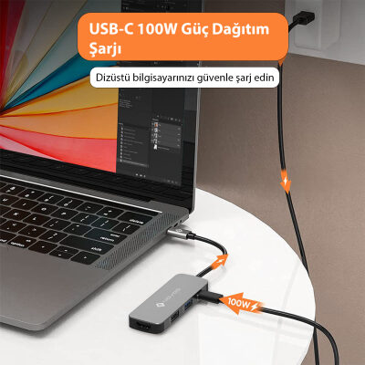 Novoo Type-C to 2*USB-A 4K HDMI PD 100W Dönüştürücü Adaptör - 6