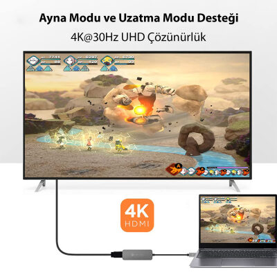 Novoo Type-C to 2*USB-A 4K HDMI PD 100W Dönüştürücü Adaptör - 7