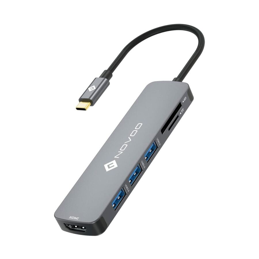 Novoo Type-C to 3*USB-A 3.1 4K HDMI TF SD Kart Okuyucu Dönüştürücü Adaptör - 1