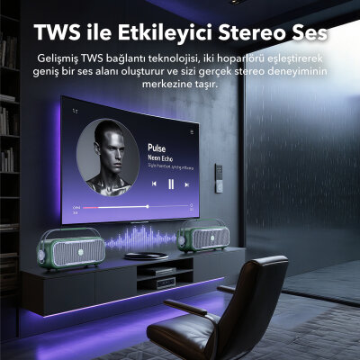 NOWGO C2 60W Bluetooth Hoparlör RGB IPX4 Taşınabilir Karaoke Sistemi Bej - 9