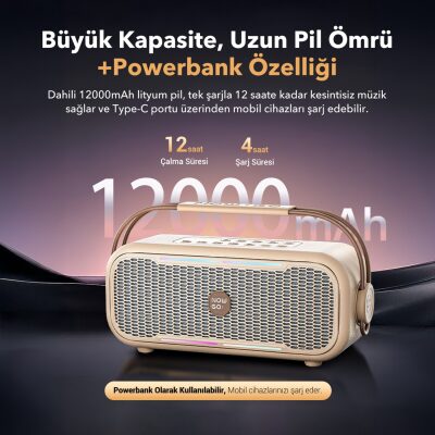 NOWGO C2 60W Bluetooth Hoparlör RGB IPX4 Taşınabilir Karaoke Sistemi Yeşil - 4