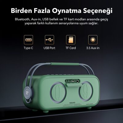 NOWGO C2 60W Bluetooth Hoparlör RGB IPX4 Taşınabilir Karaoke Sistemi Yeşil - 8