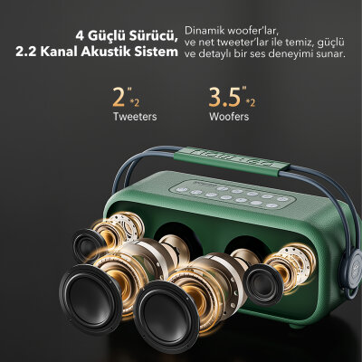 NOWGO C2 60W Mikrofonlu Bluetooth Hoparlör RGB IPX4 Taşınabilir Karaoke Sistemi Bej - 6
