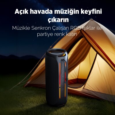 NowGo F6 20W RGB Speaker Su Geçirmez Taşınabilir Kablosuz Bluetooth Hoparlör Gri - 3
