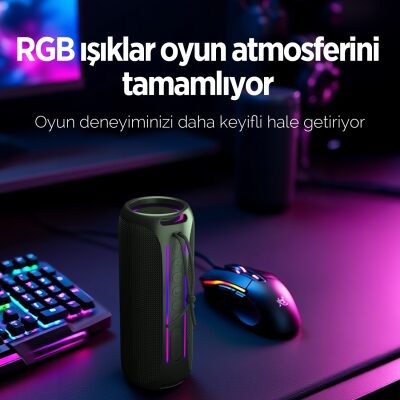 NowGo F6 20W RGB Speaker Su Geçirmez Taşınabilir Kablosuz Bluetooth Hoparlör Gri - 12