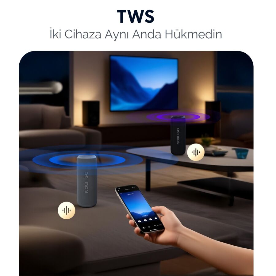 NowGo F6 20W RGB Speaker Su Geçirmez Taşınabilir Kablosuz Bluetooth Hoparlör Gri - 10