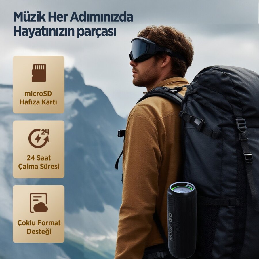 NowGo F6 20W RGB Speaker Su Geçirmez Taşınabilir Kablosuz Bluetooth Hoparlör Siyah - 7
