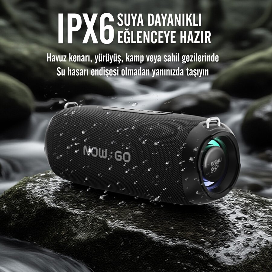 NowGo F8 40W RGB Speaker Su Geçirmez Taşınabilir Kablosuz Bluetooth Hoparlör Gri - 5