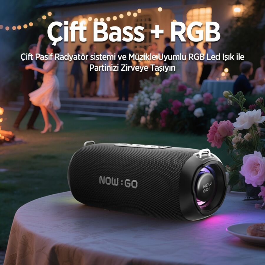NowGo F8 40W RGB Speaker Su Geçirmez Taşınabilir Kablosuz Bluetooth Hoparlör Siyah - 5