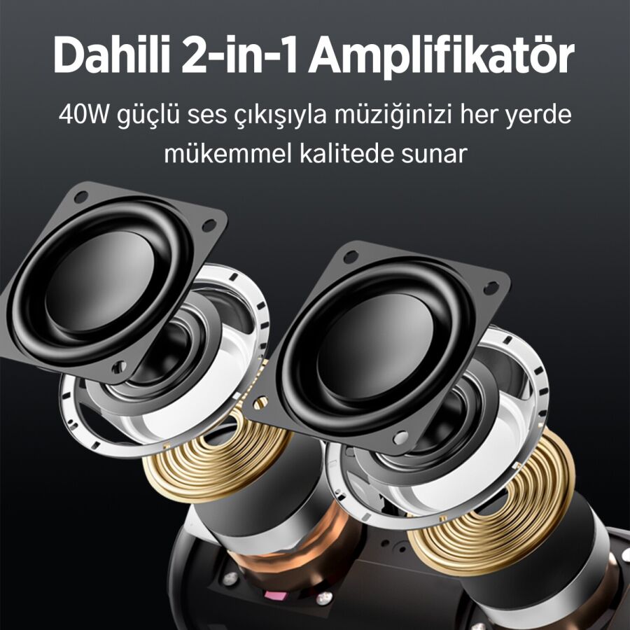 NowGo F8 40W RGB Speaker Su Geçirmez Taşınabilir Kablosuz Bluetooth Hoparlör Siyah - 7