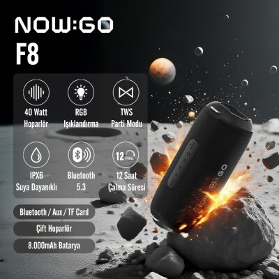 NowGo F8 40W RGB Speaker Su Geçirmez Taşınabilir Kablosuz Bluetooth Hoparlör Yeşil - 3