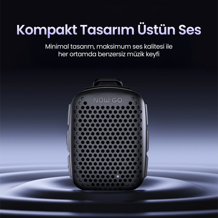 NowGo Lava Clip 5W Klipsli Su Geçirmez Taşınabilir Mini Bluetooth Hoparlör Bej - 3