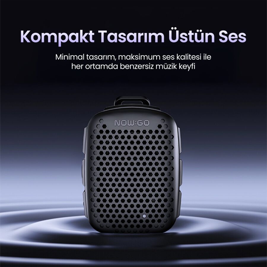 NowGo Lava Clip 5W Klipsli Su Geçirmez Taşınabilir Mini Bluetooth Hoparlör Bej - 3