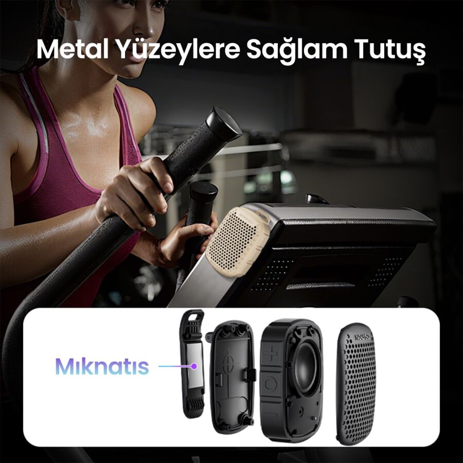 NowGo Lava Clip 5W Klipsli Su Geçirmez Taşınabilir Mini Bluetooth Hoparlör Bej - 6