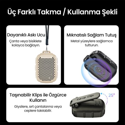 NowGo Lava Clip 5W Klipsli Su Geçirmez Taşınabilir Mini Bluetooth Hoparlör Kahverengi - 5