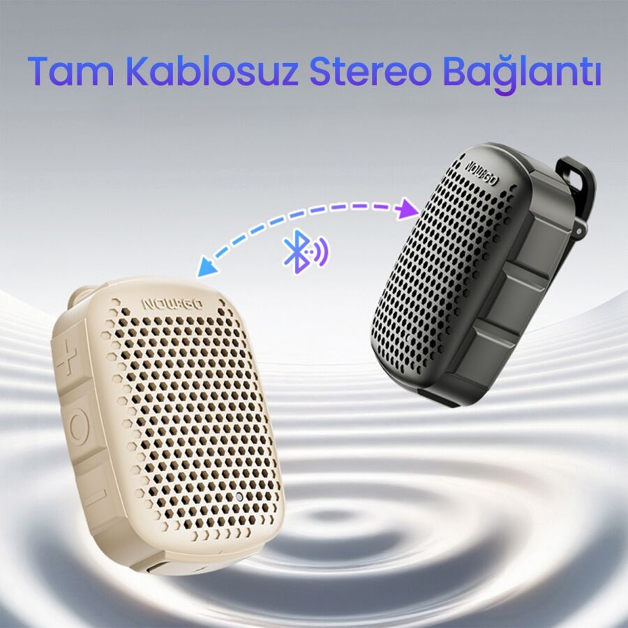 NowGo Lava Clip 5W Klipsli Su Geçirmez Taşınabilir Mini Bluetooth Hoparlör Kahverengi - 9
