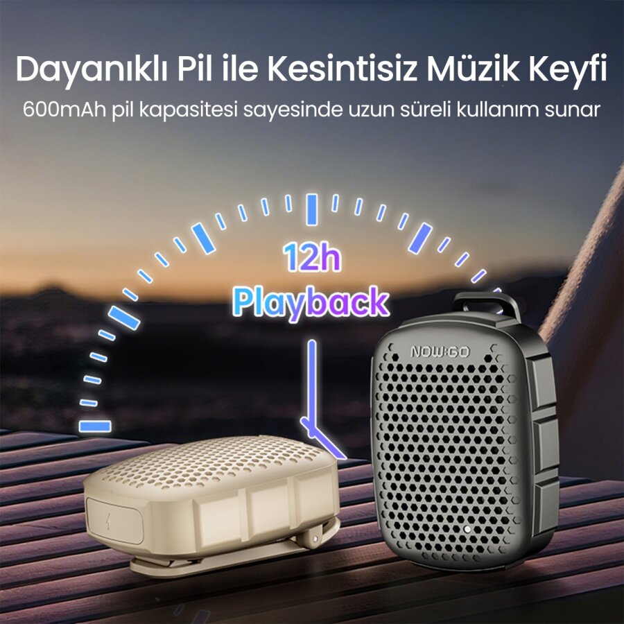 NowGo Lava Clip 5W Klipsli Su Geçirmez Taşınabilir Mini Bluetooth Hoparlör Siyah - 10