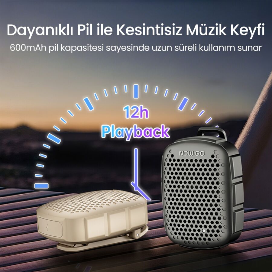 NowGo Lava Clip 5W Klipsli Su Geçirmez Taşınabilir Mini Bluetooth Hoparlör Yeşil - 10