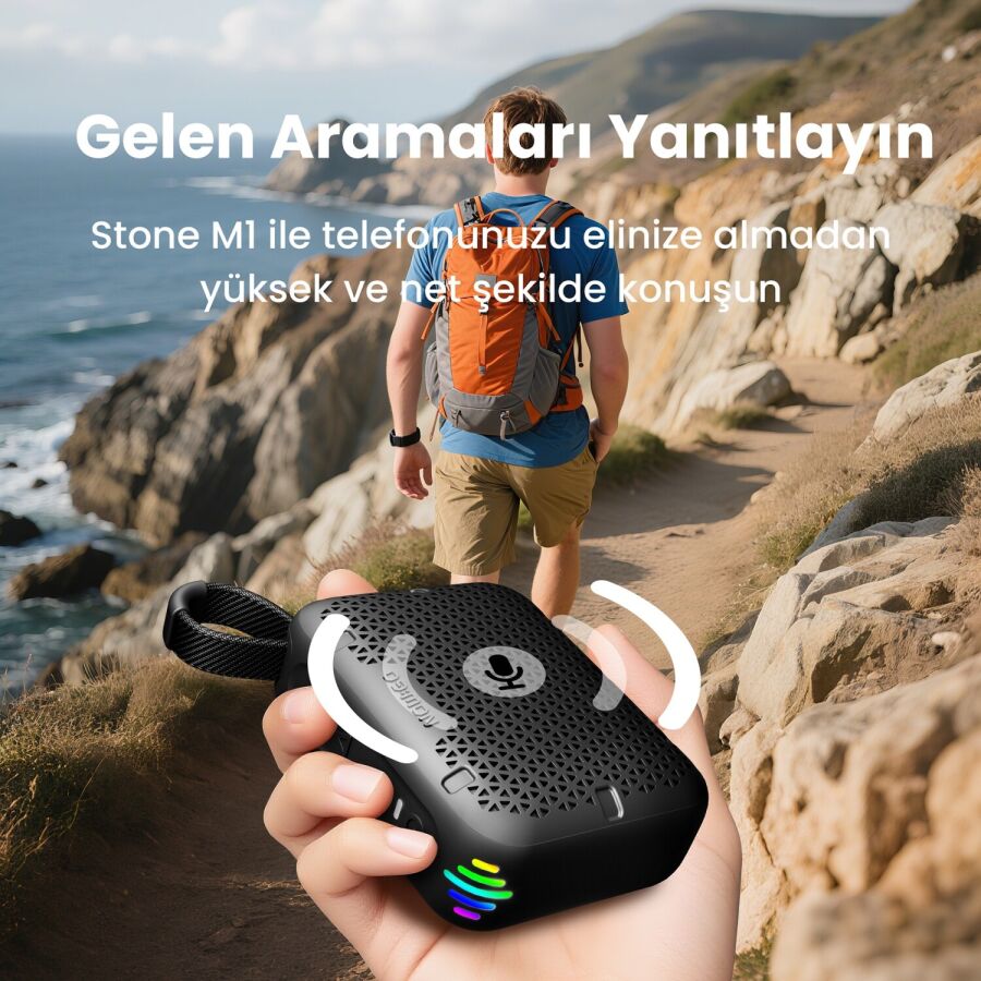 NowGo Stone M1 5W Su Geçirmez Taşınabilir Bluetooth 5.4 Hoparlör Siyah - 5