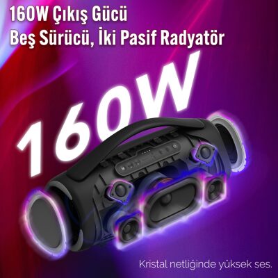 NowGo Storm 2 160W RGB Super Bass TWS Party Speaker Taşınabilir Kablosuz Bluetooth Hoparlör - 4