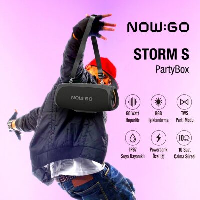 NowGo Storm S 60W RGB Super Bass TWS Party Speaker Taşınabilir Kablosuz Bluetooth Hoparlör - 3