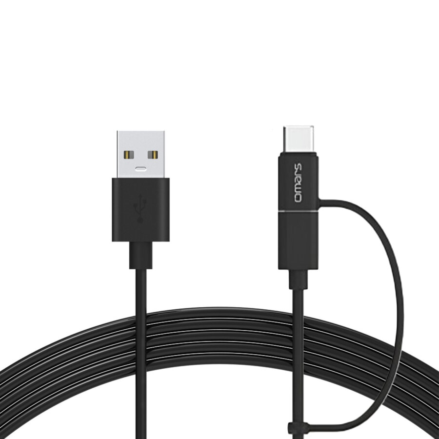 Omars 2'si 1 Arada Type-C Micro USB Şarj ve Data Kablosu 1.2 Metre - 1