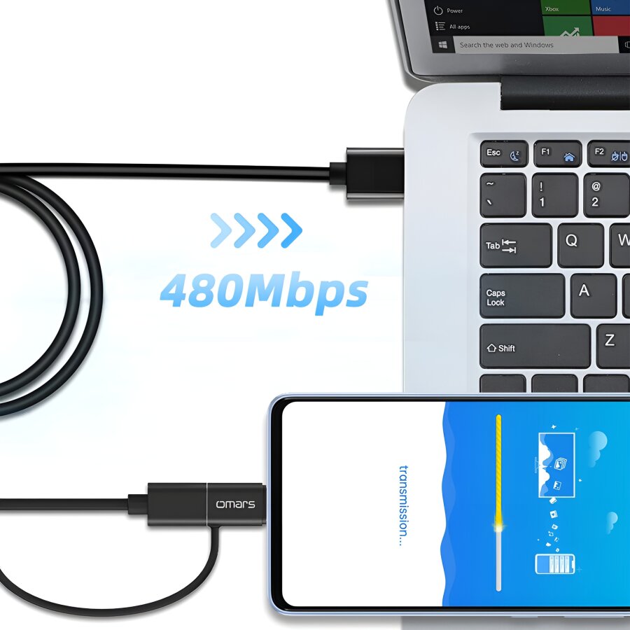 Omars 2'si 1 Arada Type-C Micro USB Şarj ve Data Kablosu 1.2 Metre - 3