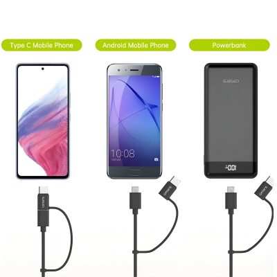 Omars 2'si 1 Arada Type-C Micro USB Şarj ve Data Kablosu 1.2 Metre - 5