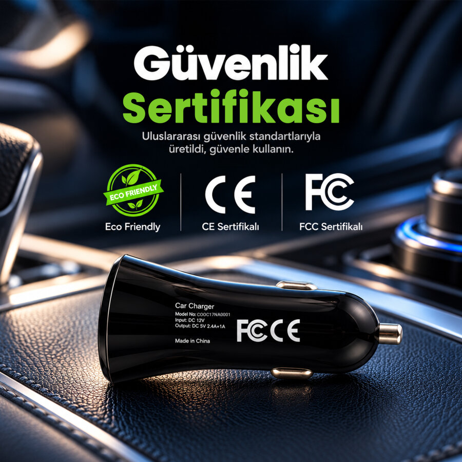 Omars 3.4A 17W Çift USB Çıkışlı Araç Şarj Cihazı - 5