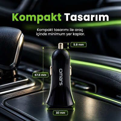 Omars 3.4A 17W Çift USB Çıkışlı Araç Şarj Cihazı - 8
