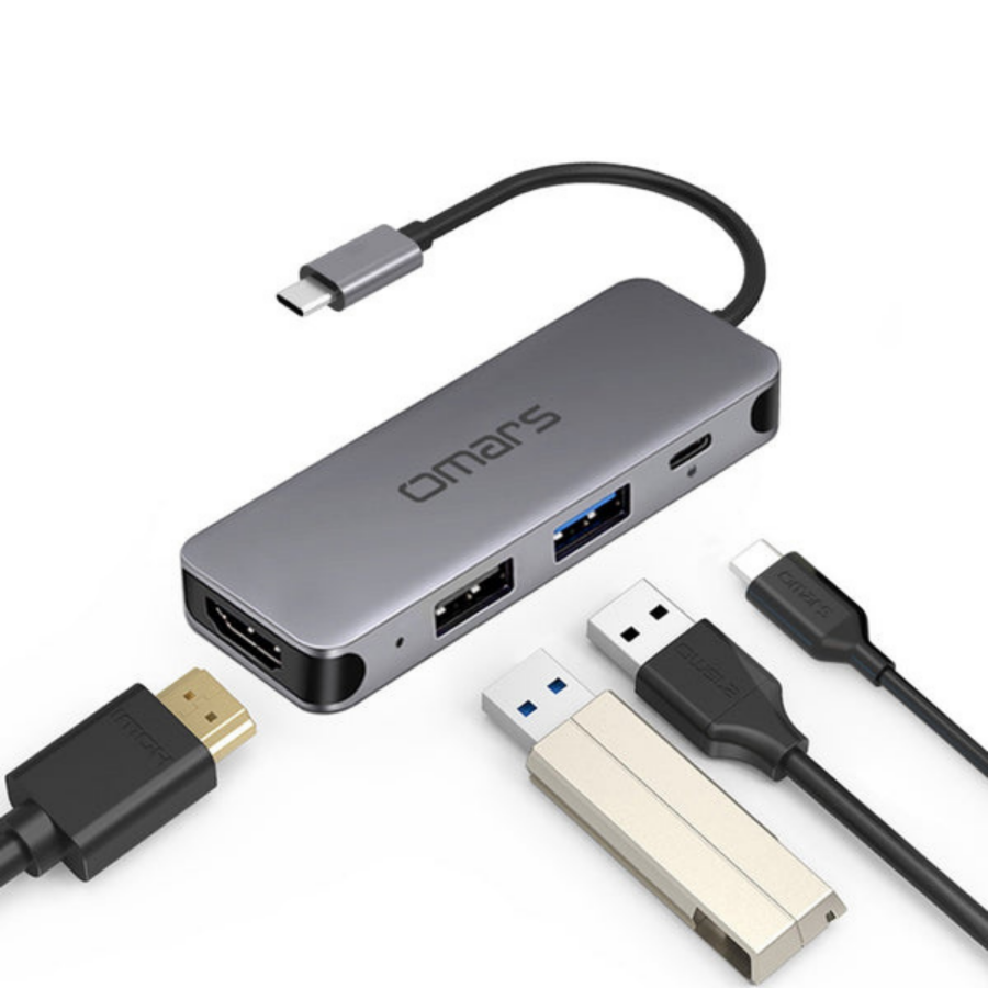 Omars 4 Port USB-C Hub 4K HDMI Video Transferi USB 3.1 PD USB-A ve Type-C Hub Çoklayıcı Adaptör - 2
