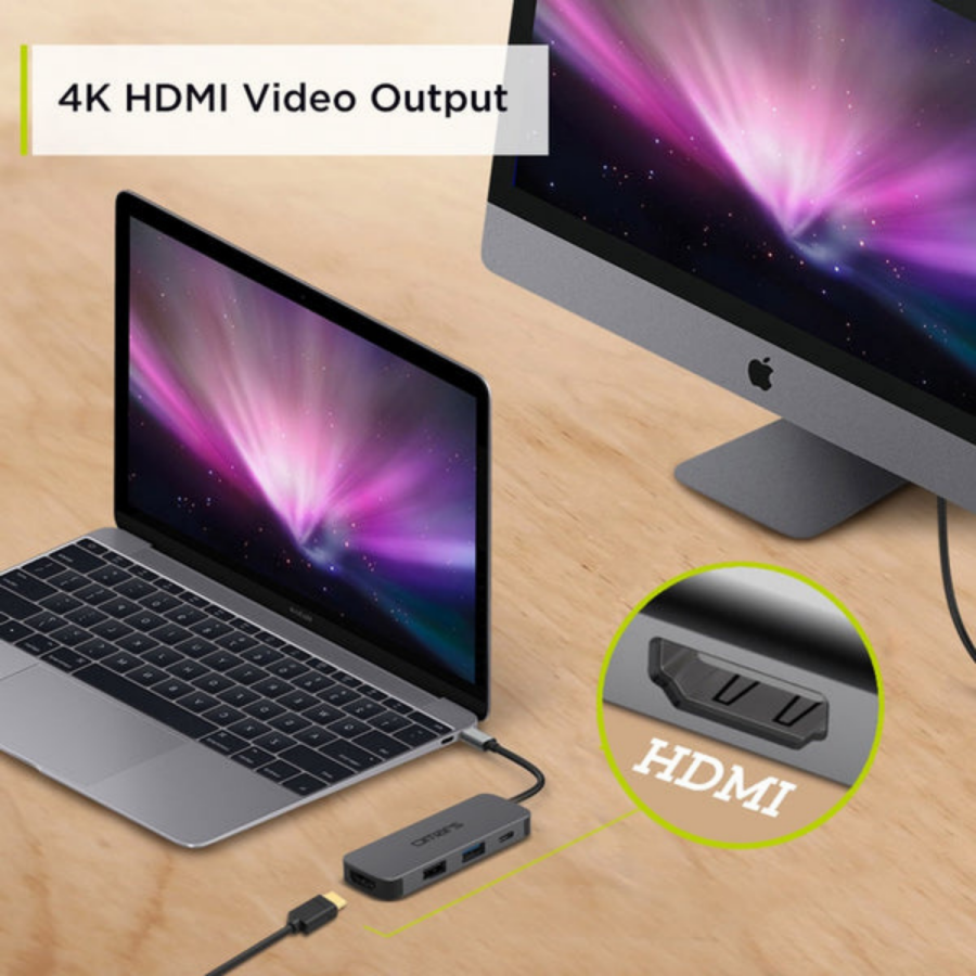 Omars 4 Port USB-C Hub 4K HDMI Video Transferi USB 3.1 PD USB-A ve Type-C Hub Çoklayıcı Adaptör - 6