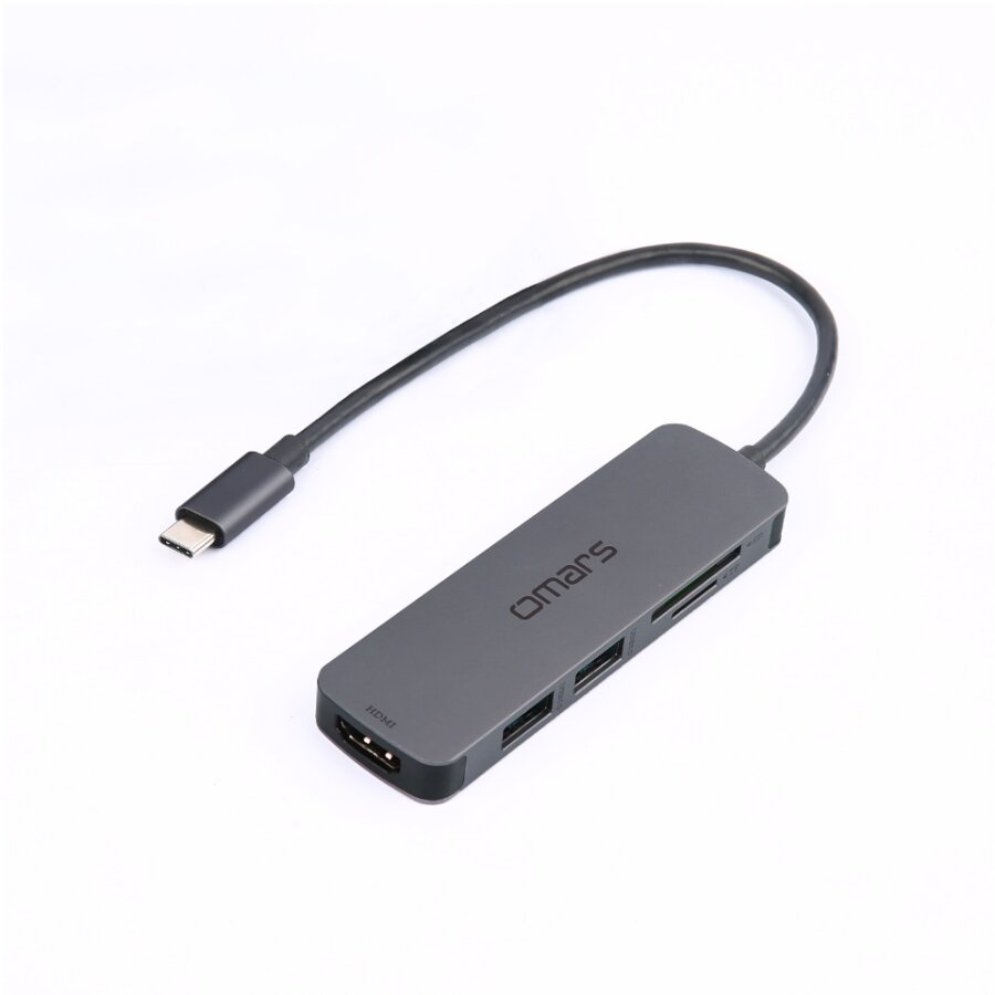 Omars 5 Port Type-C 4K HDMI Video Transferi 5Gbps USB 3.1 SD/TF Kart Uyumlu Hub Çoklayıcı Adaptör - 1
