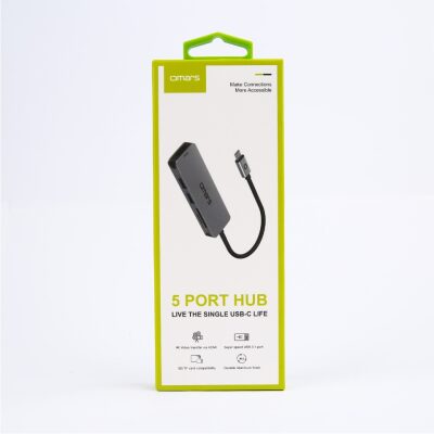 Omars 5 Port Type-C 4K HDMI Video Transferi 5Gbps USB 3.1 SD/TF Kart Uyumlu Hub Çoklayıcı Adaptör - 6