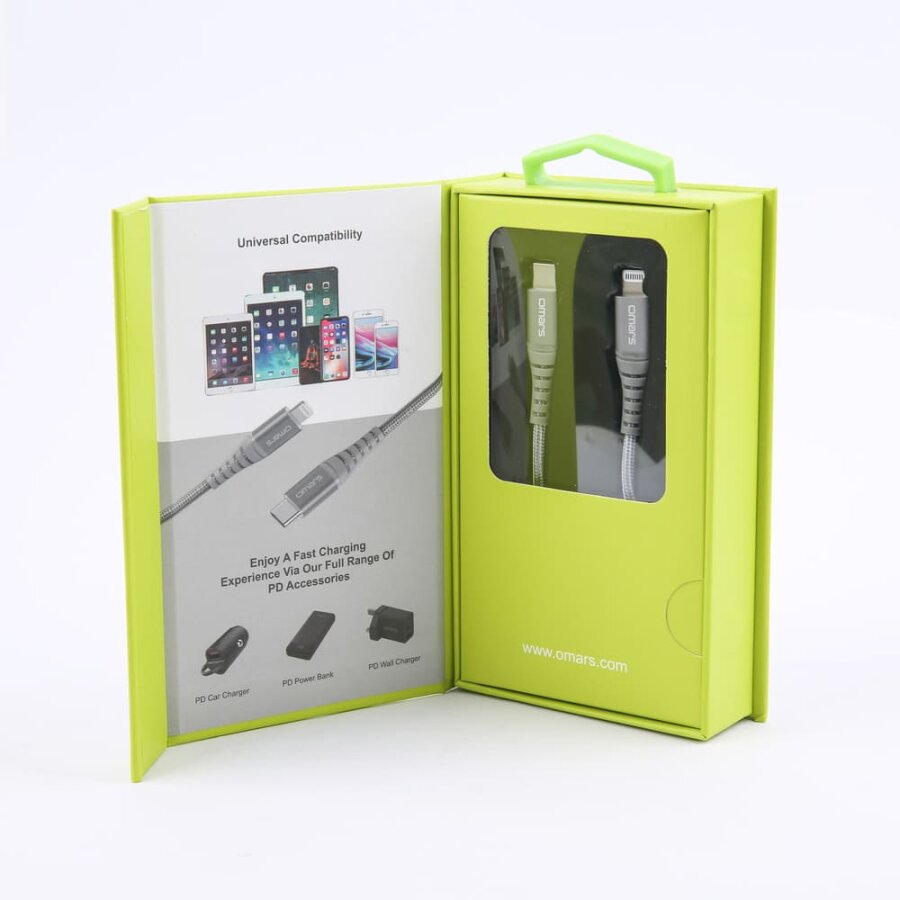 Omars iPhone Type-C to Lightning Örgülü Hızlı Şarj ve Data Kablosu 1 Metre Gri - 6