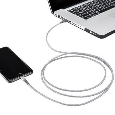 Omars MFI Lightning iPhone Hızlı Şarj ve Data Kablosu 1 Metre Gri - 5